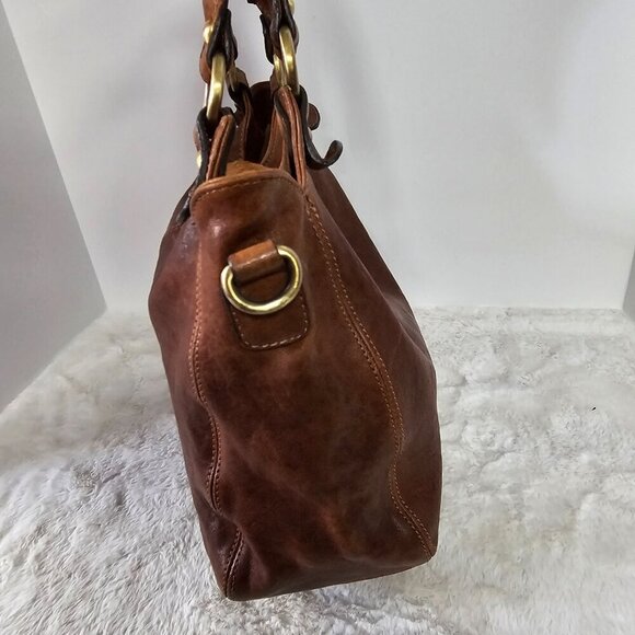 Amber Rose Brown Leather Shoulder Bag Boho Fur Flaw - Picture 6 of 16